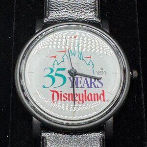 Vintage 1990 Disney 35 years Disneyland Watch White Dial Black Strap Quartz New